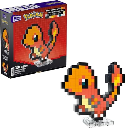 Mega Brands MEGA Pokémon Charmander Pixel Action Figure 349 Pieces Build Display