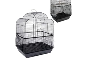 FONTSATTY Bird Cage Cover Universal Birdcage Seed Catcher Guard Net Cover, Parrot Nylon Mesh Net Cover, Airy Gauze Birdcage Accessories Mesh Net Cover for Round Square Cages (Black)