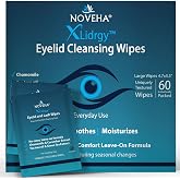 NOVEHA Eyelid Cleansing Wipes 60PCs | Pre-Moistened Hypoallergenic Eye Wipes for Lids &amp; Lashes | Gentle Daily Cleansing Wipes to Remove Dust, Pollen &amp; Everyday Buildup