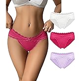 Avidlove Womens Underwear Cotton Panties Cheeky Bikini Underpanties Lace Stretch Hipster Briefs