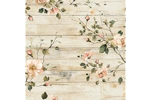 Rustic Wood Pink Wildflower Vine Rose Flower Peel and Stick Wallpaper Contact Paper Vintage Vinyl Stick on Wall Paper for Bed