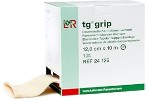 Lohmann & Rauscher Tg Grip, Size G, 12cm x 10m, Elasticated Tubular Compression Bandage for Light & Comfortable Support, Sleeve for Sprains, Strains, Soft Tissue Injuries, Skin Friendly Stockinette