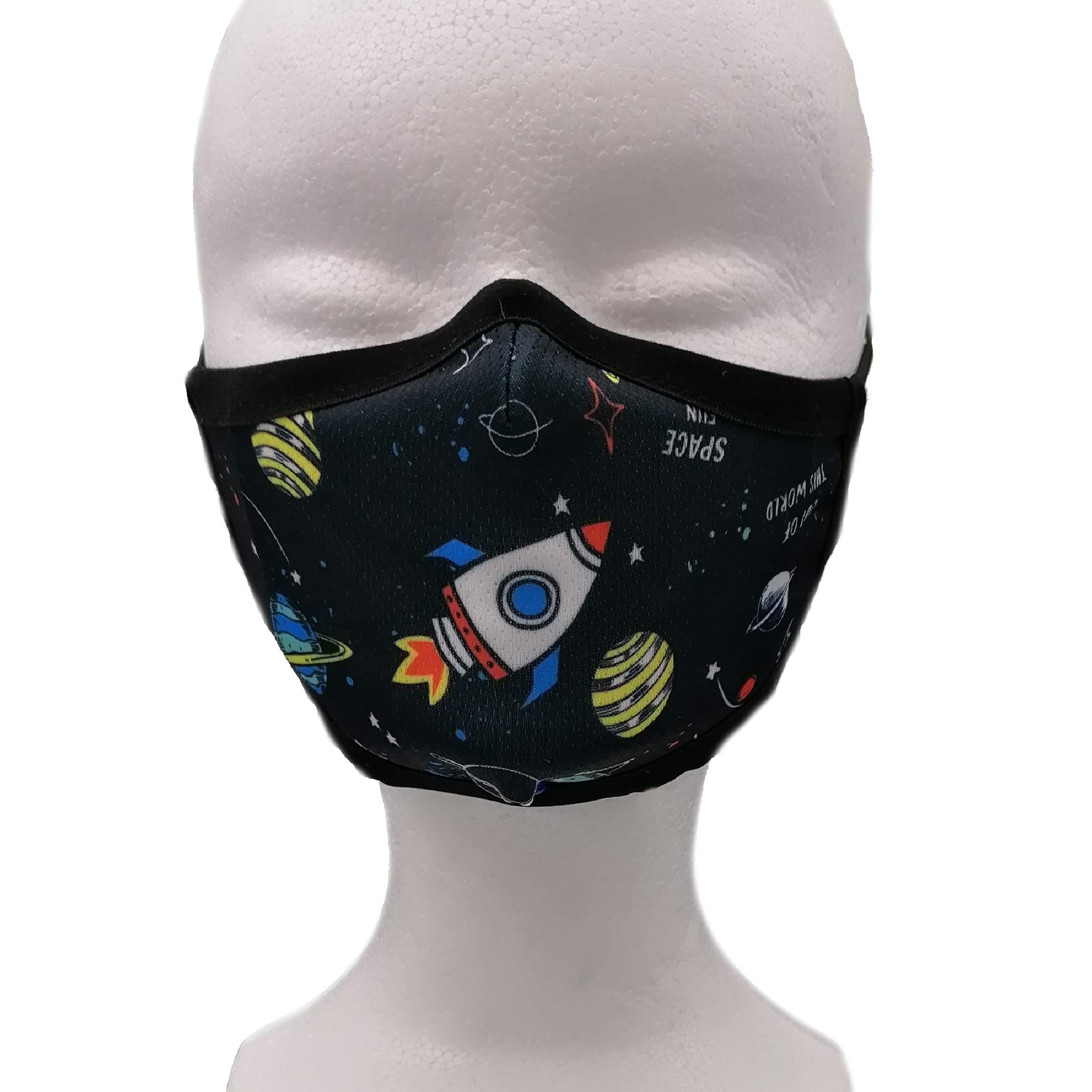 YPM Face Covering Mask Kids Space, Washable, Black, 0.021 kg