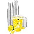 Green Direct 12 oz. Disposable Cups With Lids | Clear Plastic Cups With Lids | Iced Coffee Cups For Bubble Boba Tea | Cup and Flat Lid For Cold Drinking & Smoothie 100 Sets