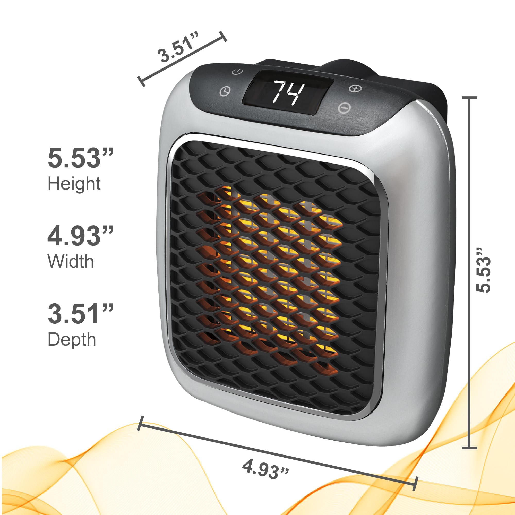 Ontel Handy Heater Turbo Wall Outlet Small Space Heater with Adjustable Thermostat, Programmable 12-Hour Timer, Auto Shut Off - Quiet, Space-Saving, Ceramic (Packaging May Vary) (Turbo Heat)