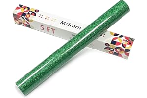 Mcirurn Green Glitter Heat Transfer Vinyl, 12" x 5ft Htv Vinyl, Glitter Iron-On for T-Shirts, Shirts Crafts, Easy Cutting and Weeding, Custom Glitter Gifts.