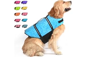 Dogcheer Dog Life Jacket, Ripstop Dog Life Vest with Reflective Stripes, Adjustable Puppy Life Jacket for Swimming High Buoyancy Dog Swim Flotation Vest for Small Medium Large Dogs(Blue Bone-S)