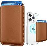 KRTALS Stronger Magnetic RFID Leather Mag-Safe Card Holder for iPhone 16 Series, Mag-Safe Accessories Stick on Series of iPhone 17/16/15/14/13/12 and Pro/Promax, Brown