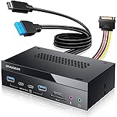 GRAUGEAR 5.25 Inch 10Gbps USB 3.2 PC Front Panel Card Reader with Audio Ports, SD/microSD Internal Card Reader, USB3.2 Type-E
