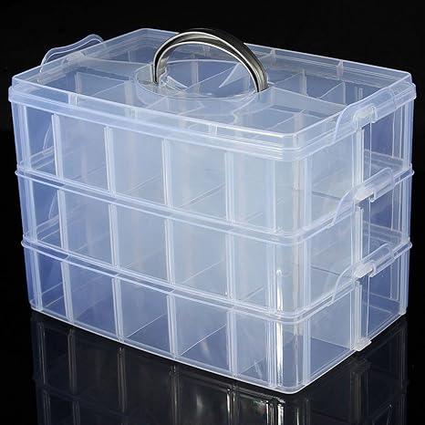 LUCKYFINE 3 Schichten Sortierbox Schmuck Boxen Aufbewahrungsbox Sortierkasten Plastik