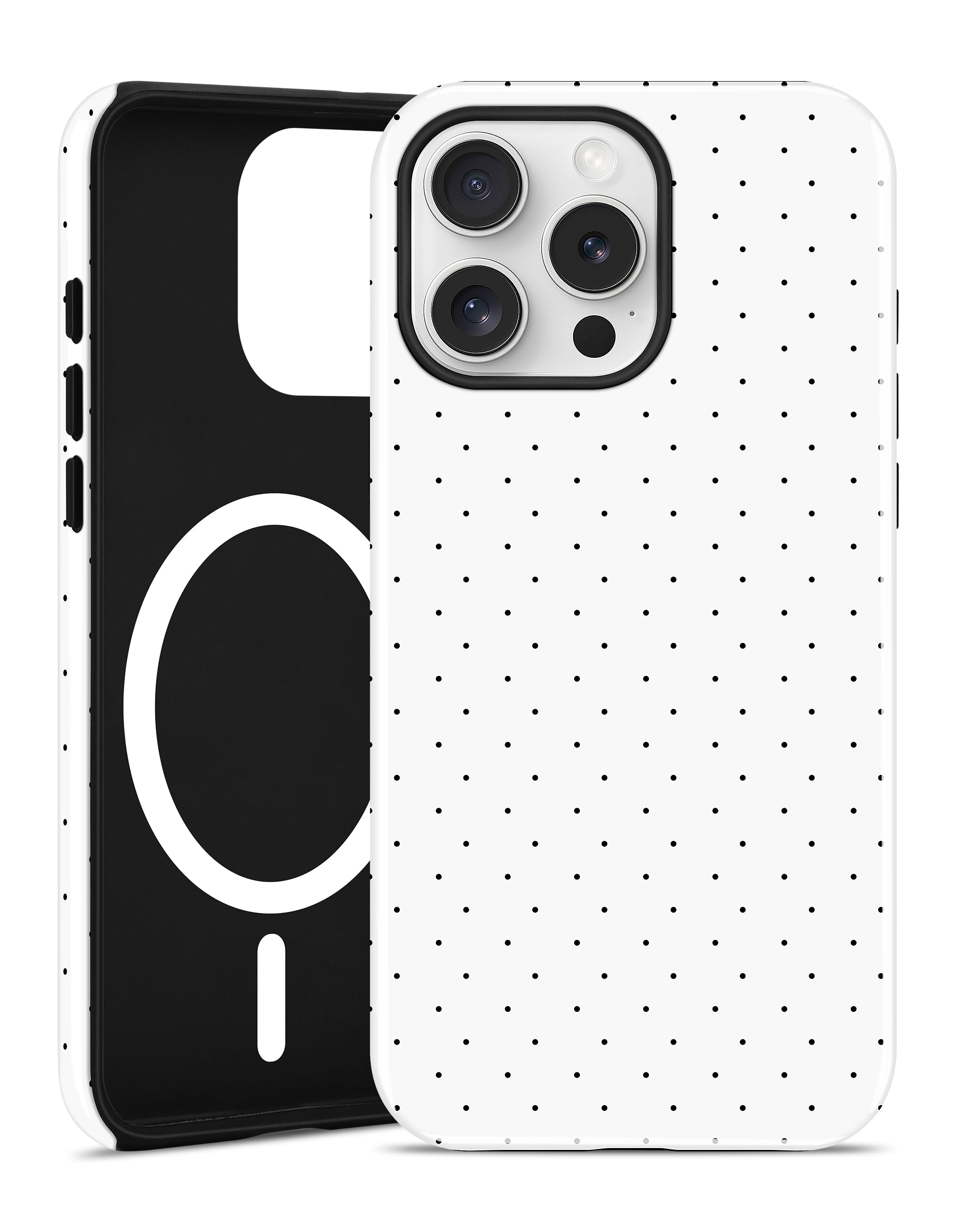 Photo 1 of Jusy Compatible with MagSafe Polka Dot Case for iPhone 13 Pro Max, Cute Aesthetic Polka Dots Magnetic Phone Case, Soft TPU and Hard PC Protective Phone Cover for Women Girls - White