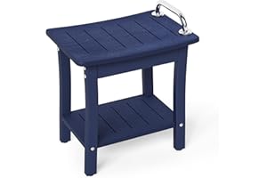 Homenjoy HDPE Shower Bench Stool, Waterproof Shower Seat for Inside Shower, Shower Stools for Shaving Legs with Storage Shelf for Bathroom, Navy