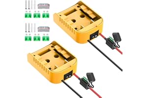 KOEZEOI 2 Packs Power Wheels Adapter for Dewalt 20V Battery Adapter Power Wheels Battery Converter Kit with Fuse & Switch & Wire Terminals, 12AWG Wire, for DIY Rc Toys and Ride On Truck