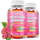 Potassium Gummies, Potassium Chloride 1200mg for Adults, Sugar-Free Potassium Supplement Gummies Support Electrolyte Balance & Leg Cramps for Women & Men, Raspberry Flavor, 60 Count (2)