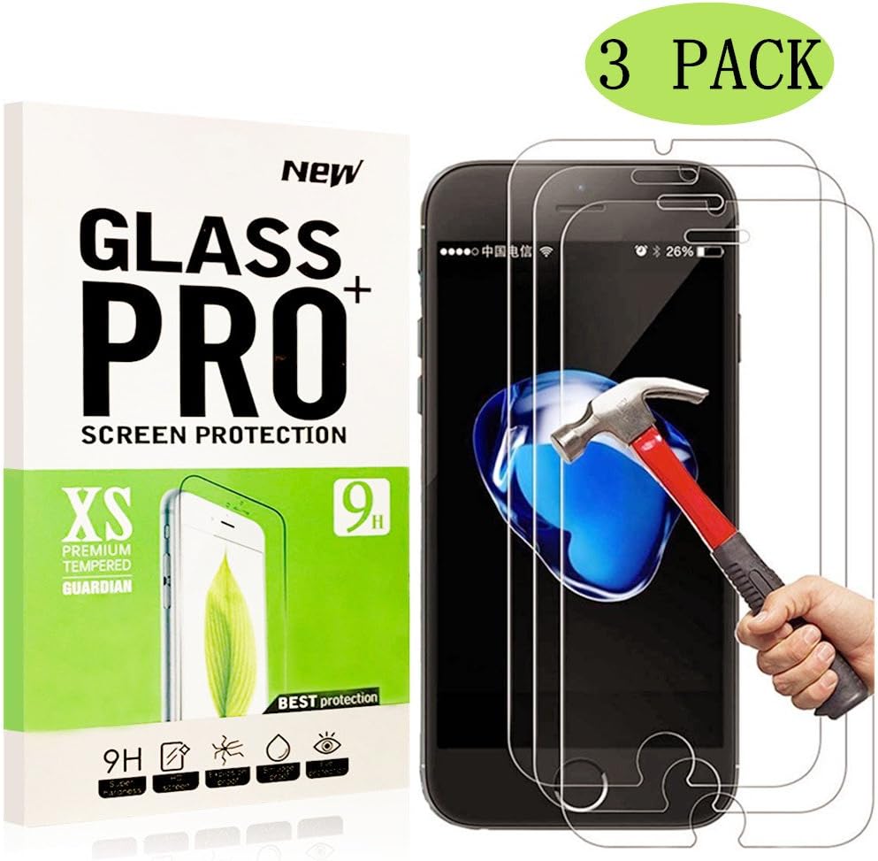 [Transparent,3 Pack] Apple iPhone 8 Plus Tempered Glass Screen Protector,Rockxdays 9H Hardness, Anti Scratch, Anti-Fingerprint, 3D Touch For Apple iPhone 8 Plus, 7 Plus, 6S Plus, 6 Plus