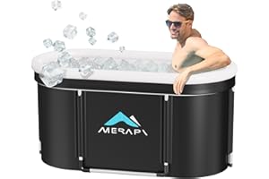 Merapi XL 131 Gal Large Oval Ice Bath Tub for Athletes – Portable Cold Plunge Tub for Recovery, Foldable Multi-Layered Ice Bath for Home Gyms, Outdoor Use, and Family Cold Therapy