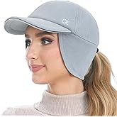 GADIEMKENSD Fleece Winter Hats for Women, Reflective Ponytail Hat with Drop Down Ear Flap