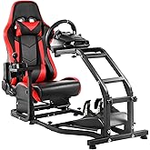 Dardoo Gaming Simulator Cockpit with Red Seat Adjustable Fit for Logitech G29 G920 G923,for Thrustmaster T300, for Fanatec Ra