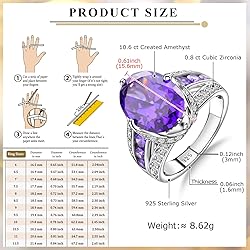 AGRULE 11.73 Carat Big Purple Gemstone Ring for Men