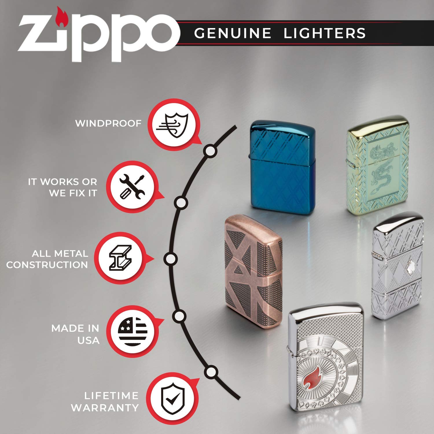 Zippo Windproof Lighter Metal Long Lasting Zippo Lighter Best with