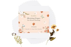 Ecoofor Blotting Paper for Flower Press, 20 Sheets Highly Absorbent and Reusable Blotter Paper for Flower Press Paper Craft 9 x 9 inch