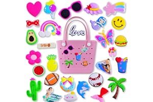 Eswala Charms for Bogg Bag Accessories Beach Baseball Charms 30pack Random Color Cute PVC Rubber Beach Bag Charms Decoration,Bag Charms for Handbags Tote bags Girls Women Beach Charms