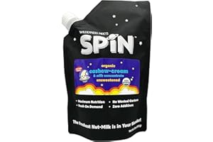 Wilderness Poets SPiN, Organic Cashew Cream & Milk Concentrate (Unsweetened) - 32 Ounce Squeeze Bag - Makes Up To 4 Gallons - 1 Ingredient - Make Cashew Cream or Milk - Non-Dairy Creamer for Coffee, Tea, Lattes, Smoothies and Vegan Desserts