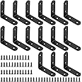 Glarks 15 Sets 65mm Black L Bracket Right Angle Corner Brace Joint Fastener for Wood Chair Bookshelf Board Window Furniture C