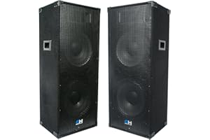 Grindhouse Speakers - GH215L-Pair - Pair of Passive Dual 15 Inch 2-Way PA/DJ Loudspeaker Cabinet - 1450 Watt each Full Range PA/DJ Band Live Sound Speaker