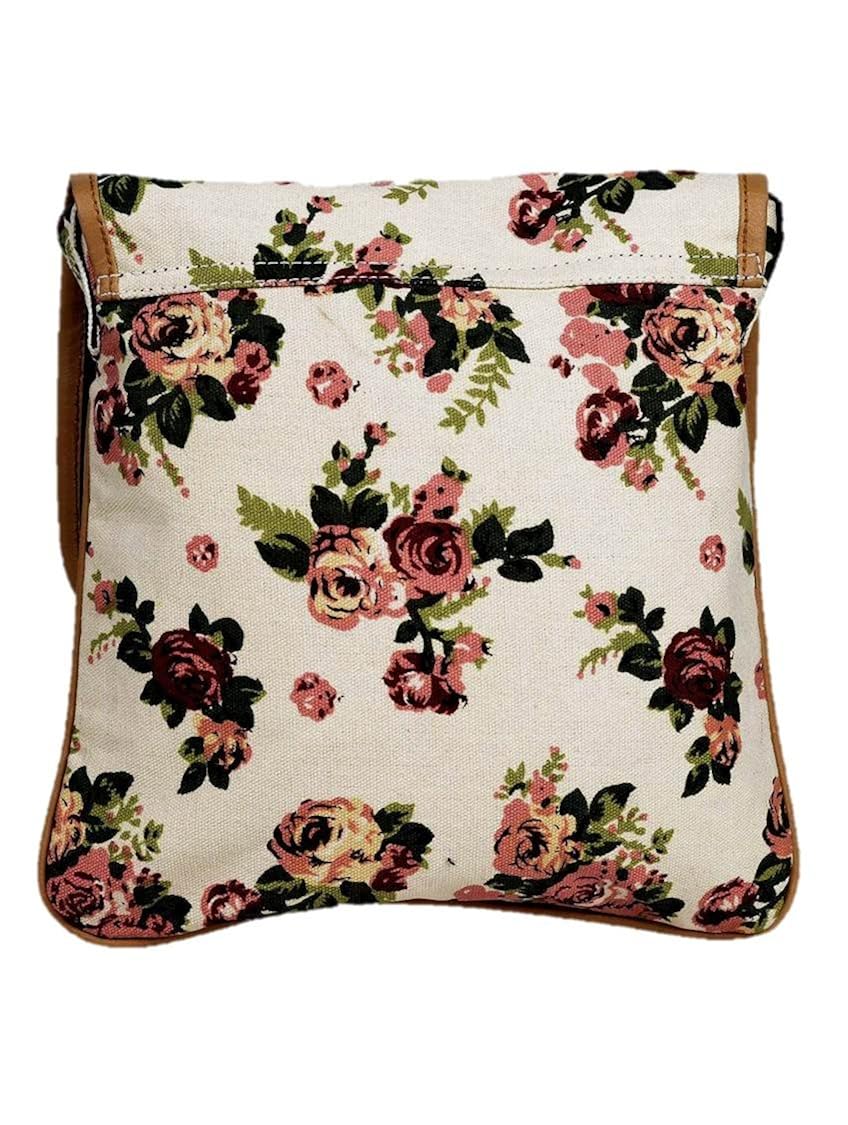 crafts my dream women's sling bag beige rose print cmd146