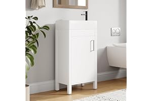 16 Inch Wooden Bathroom Vanity with Sink, Freestanding Cabinet, Soft-Closing Door, Metal Handle, Modern Storage for Small Bat