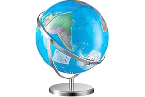 Uargd Illuminated World Globe with Stand, 13 in/330.2 mm, Educational Globe with Sturdy Metal Base and LED Constellation Nigh