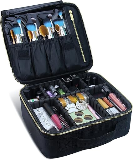 ChomeiuSamtour - Estuche de maquillaje profesional para cosméticos, organizador de maquillaje, caja de accesorios, caja de herramientas (negro-M), Negro-M, 1 uds. por paquete, 1.00[set de ]: Amazon.es: Belleza