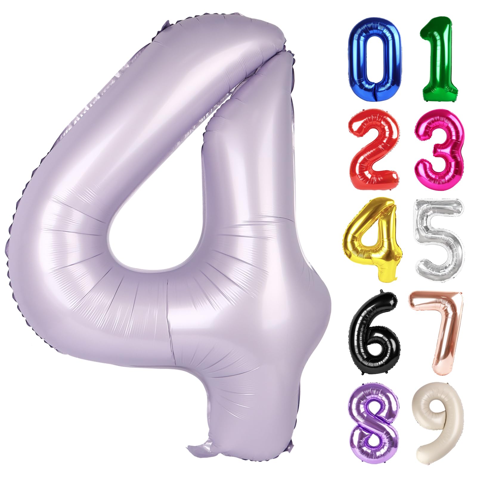 Photo 1 of 4 Balloon - Lilac Birthday Number Balloons, 40 Inch Large Foil Balloons for Men Women Boys Girls Lilac Themed Birthday Decorations
