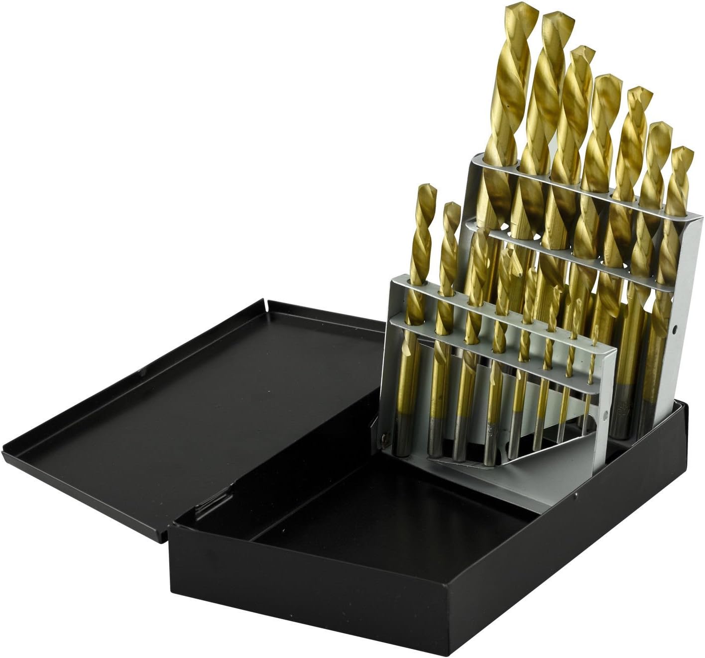 15 Pc Left Handed Drill Bit Set, HSS Titanium Coated tool by Neiko