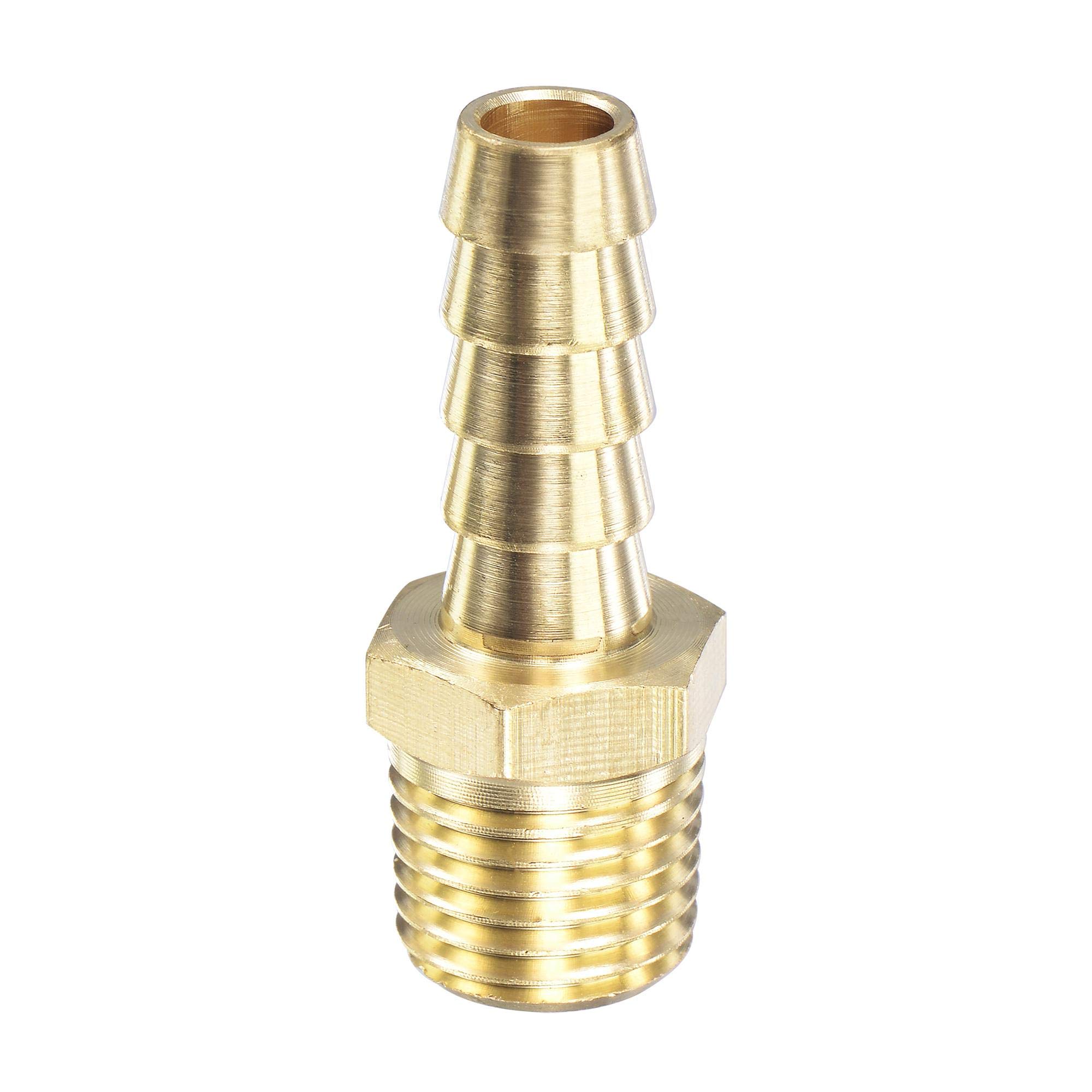 sourcing map Brass Hose Barb Fitting Straight 5/16 Inch x NPT 1/4 Male Thread Pipe Connector for Water Air Fuel Tube