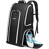 YOREPEK Football Bag for Equipment, Large Football backpack, Gear Bag for Shoulder Pads & Shoes Compartment, Insulated Pocket, Wet Dry Pocket, Fit baseball,basketball,soccer,black
