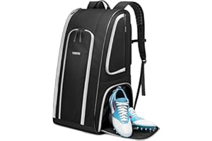 YOREPEK Football Bag for Equipment, Large Football backpack, Duffle Bag for Shoulder Pads & Shoes Compartment,, Black, 13*15*