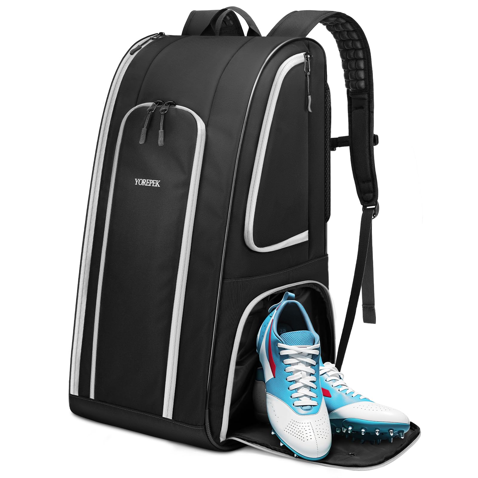 Photo 1 of YOREPEK Football Bag for Equipment, Large Football backpack, Duffle Bag for Shoulder Pads & Shoes Compartment,baseball,basketball,soccer,black
