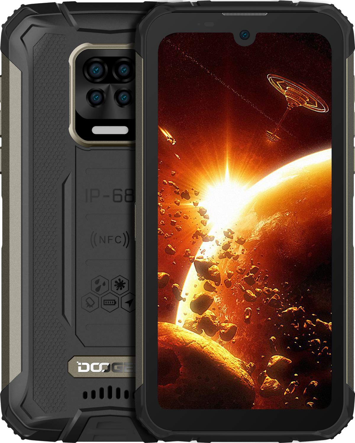 DOOGEE S59 Pro (2021) Rugged Smartphone, 10050mAh Battery, Powerful 2W Speaker, 5.71inch, 4GB + 128GB, 4G LTE Dual SIM IP68 Waterproof Mobile Phones, 16MP Quad Camera, Android 10, NFC/GPS, Black