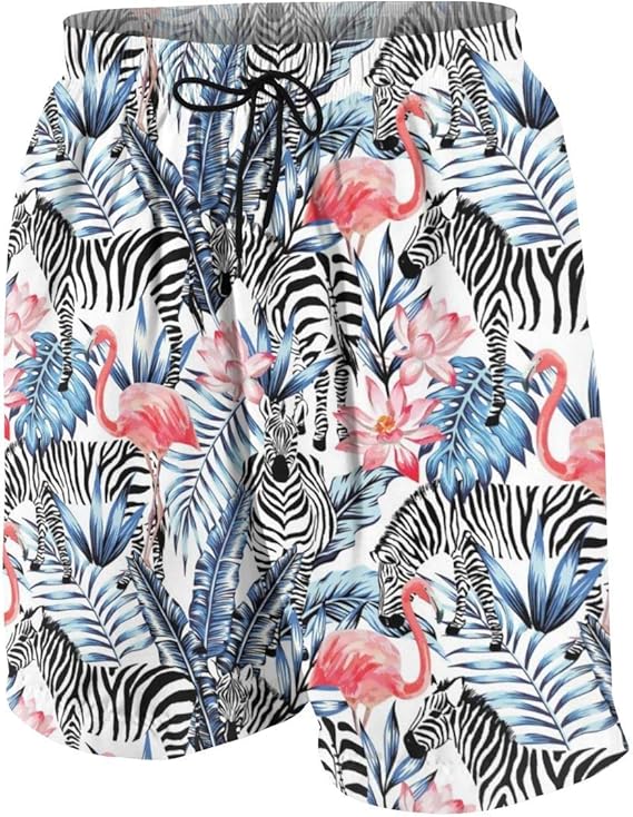 Amazon Co Jp 水着 メンズ おしゃれ サーフパンツ 熱帯動物フラミンゴシマウマ 海パン 人気 スイムパンツ 短パン ビーチパンツ サーフトランクス 水陸両用 旅行 速乾 服 ファッション小物