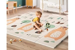 UANLAUO Foldable Baby Play Mat, Extra Large Waterproof Activity Playmats for Babies,Toddlers, Infants, Play & Tummy Time, Foam Baby Mat for Floor with Travel Bag