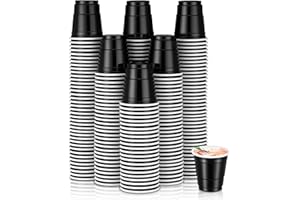 Yetene 200 Pcs Halloween 2 oz Plastic Shot Cups Mini Disposable Shot Tasting Cups for Wine Whiskey Food Halloween Party Drinking Beer Taste Supplies(Black)
