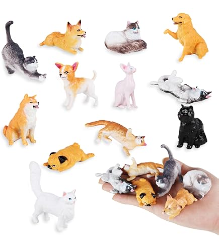 Sratte 24-Piece Mini Cat & Dog Figurine Set - 1" Resin Animals For Crafts, Cake Toppers, And Decor - View #8