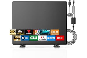 BYQIYE 610Miles Indoor Digital HDTV Antenna, Amplified TV Antenna Long Range Reception Support 4K/1080P Channel for Smart Television with Detachable Signal Amplifier Booster-16.5ft Coax Cable/Omnidirectional