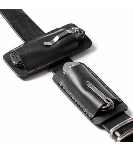 Funda De Cuero Para Cuchillos - Estuche Plegable Para Cinturón, Con Cierre A Presión, Para Navajas Y Multiherramientas