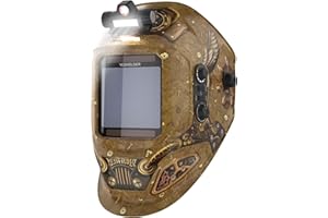 YESWELDER Auto Darkening Welding Helmet with LED Light, 1/1/1/1 True Color Large Viewing 3.93"X3.66" Welding Hood with 4 Arc 