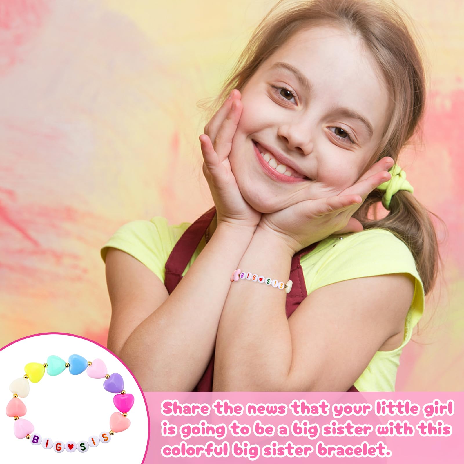 iAOVUEBY Big Sister Gifts for Girls, 3PCS Big Sister Gift Includes 12 oz Pink Tumbler Cup Sunglasses Bracelet Sibling Gift From New Baby, Big Sister Announcement Gifts for Girls Age 2-8