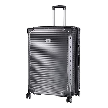 IT Luggage Prevail Polycarbonate Hardsided Suitcase | Expandable Large Full Armour Protection Strongest Travel Bag | 8 Wheel Trolley | 16-2385-08 |Dark-Grey, 73 cms