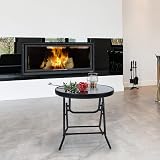 PHI VILLA Folding Outdoor Side Table - Black Tempered Glass, 46x46cm view 8